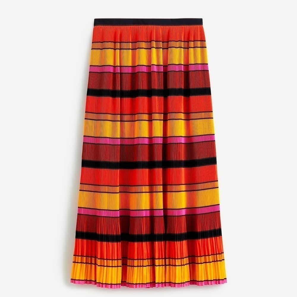 JCrew petite straight-pleat skirt in multi stripe